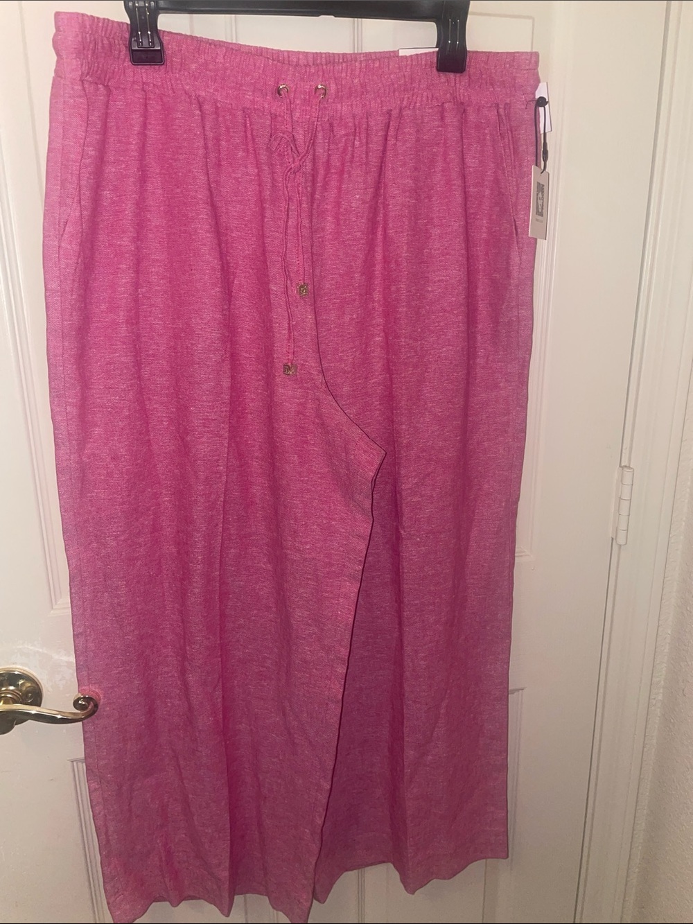 BNWT Anne Klein naturally blend linen Relaxed pants with Drawstring  in Pink, L